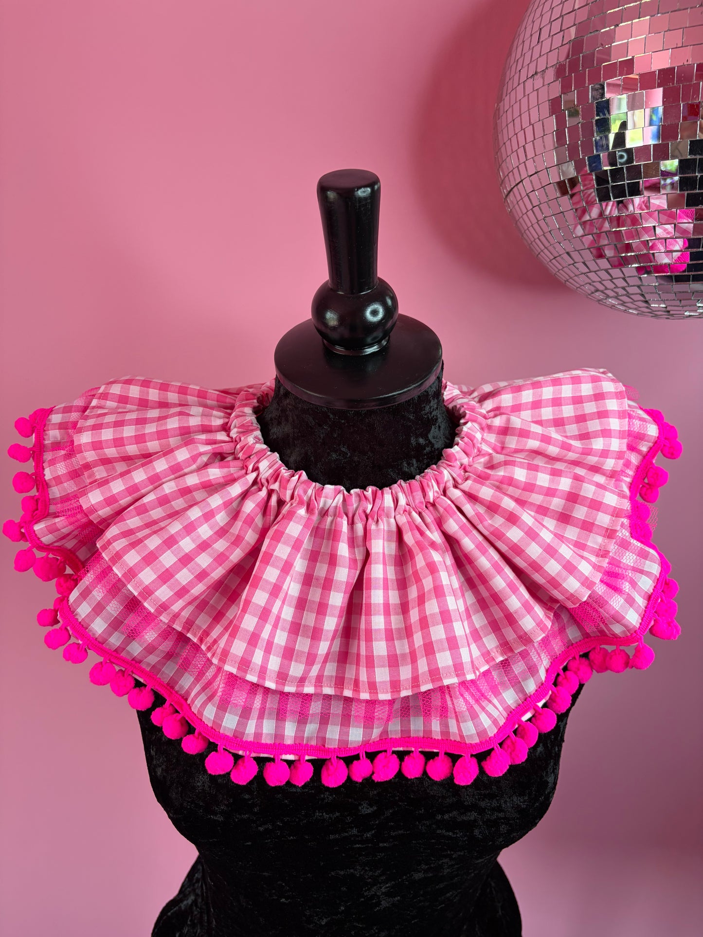 Neon Pink Gingham Ruff