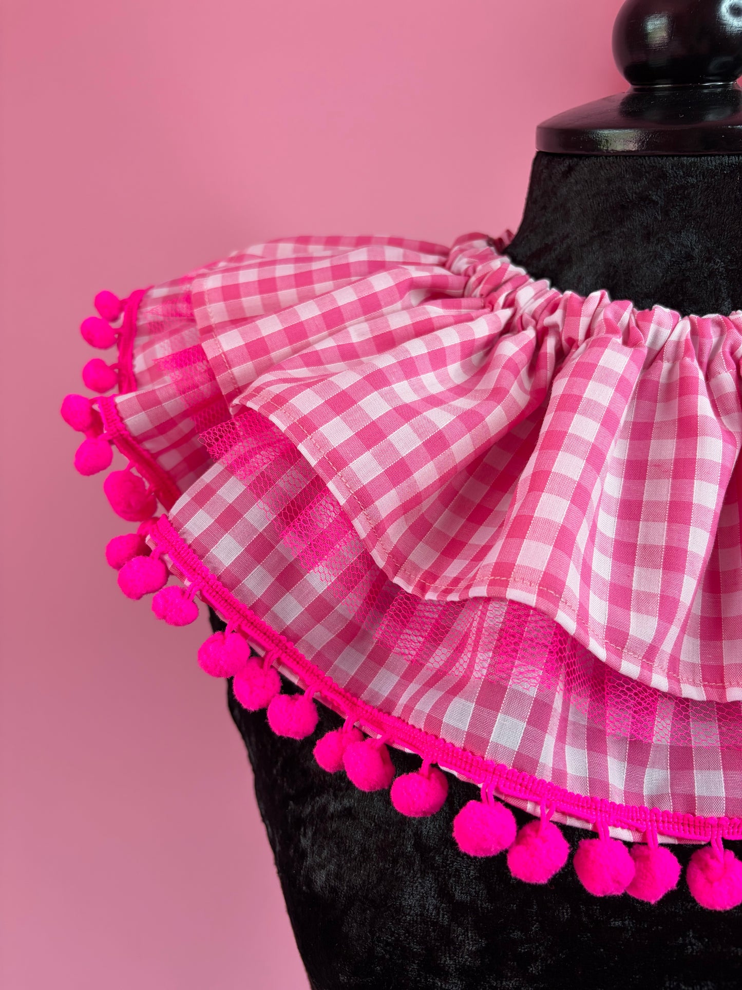Neon Pink Gingham Ruff