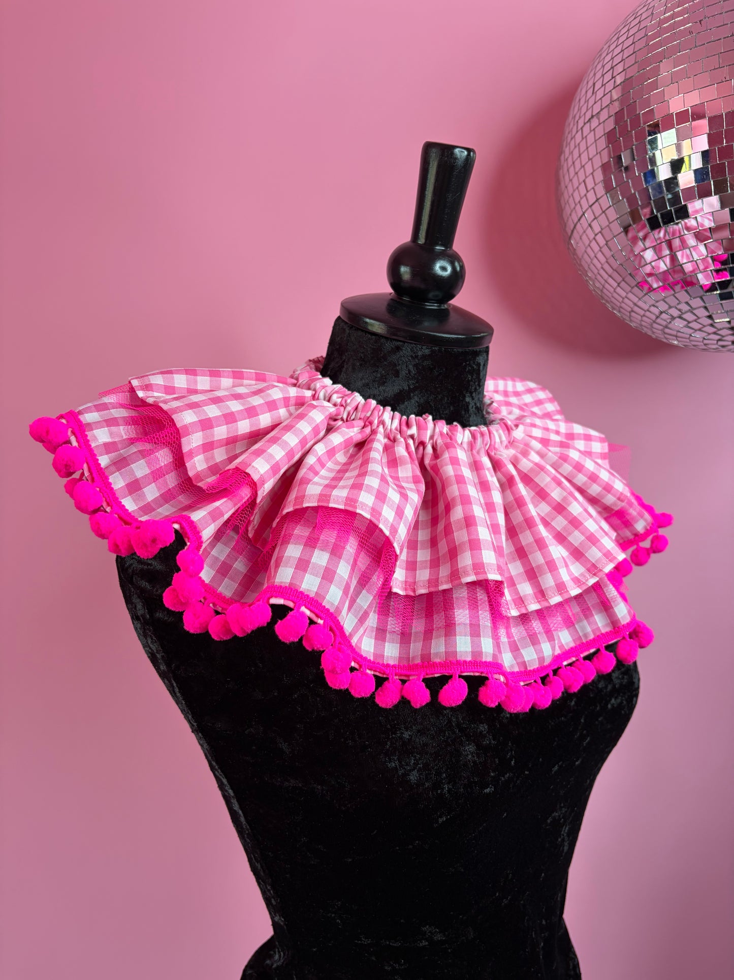 Neon Pink Gingham Ruff