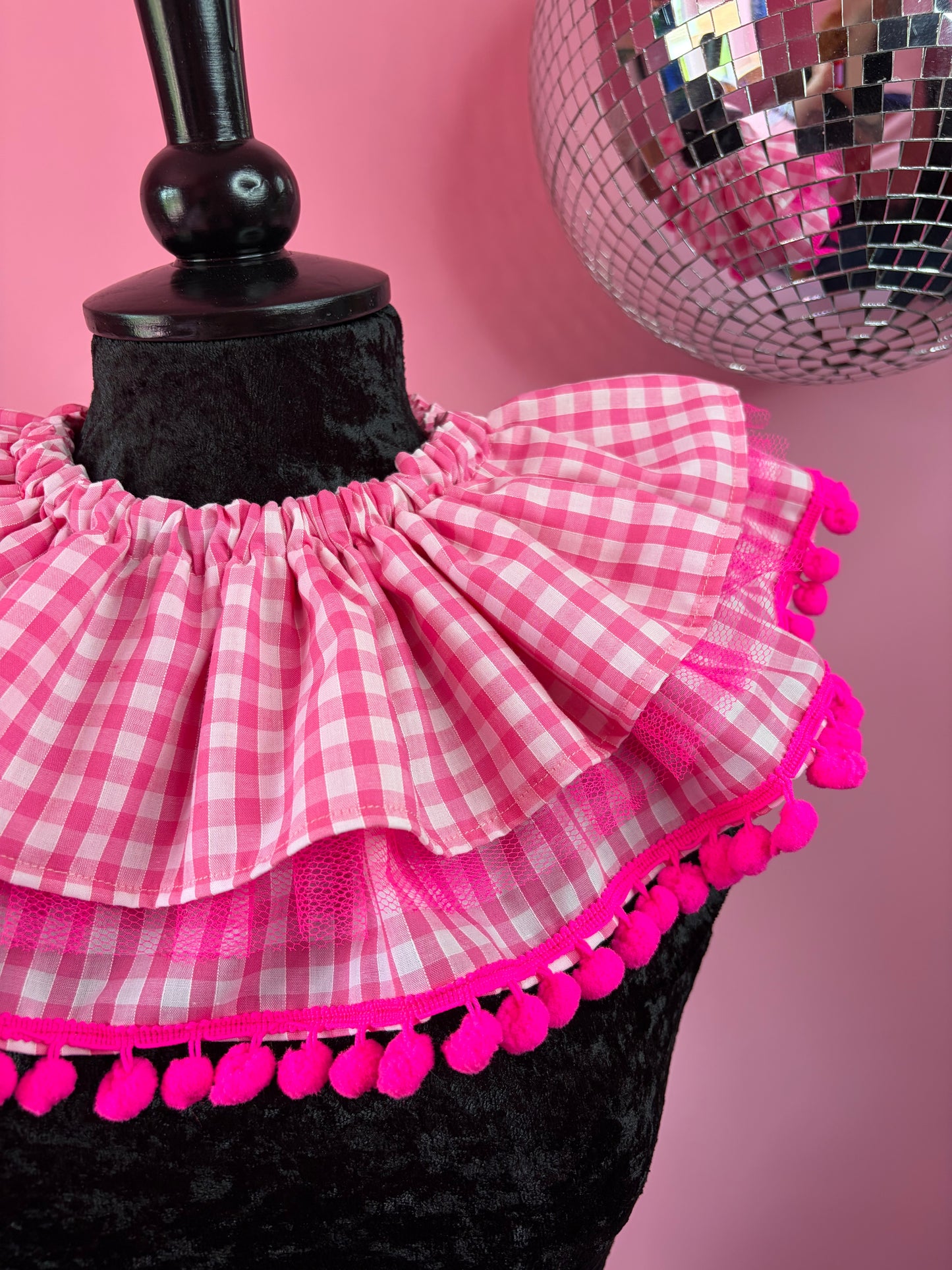 Neon Pink Gingham Ruff