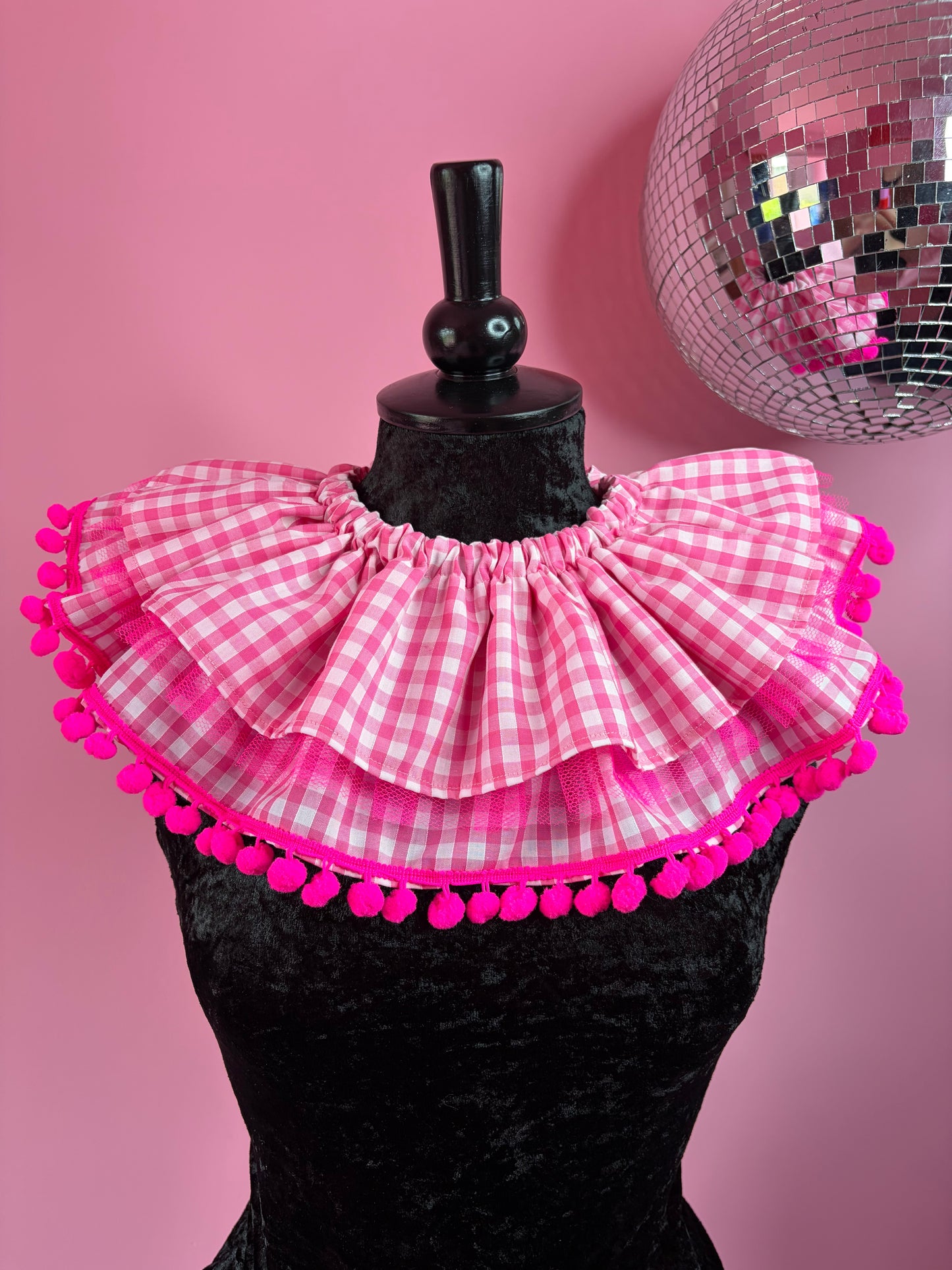 Neon Pink Gingham Ruff