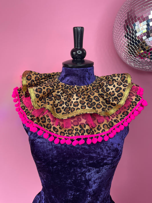 Hot Pink Leopard Ruff